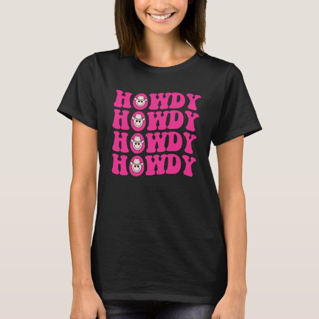 Camiseta Howdy Southern Western Girl Country Rodeo Pink Cow (Frente)