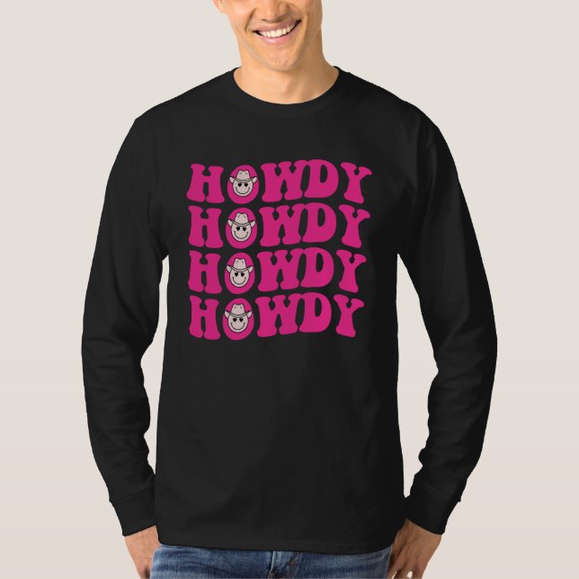 Camiseta Howdy Southern Western Girl Country Rodeo Pink Cow (Frente)