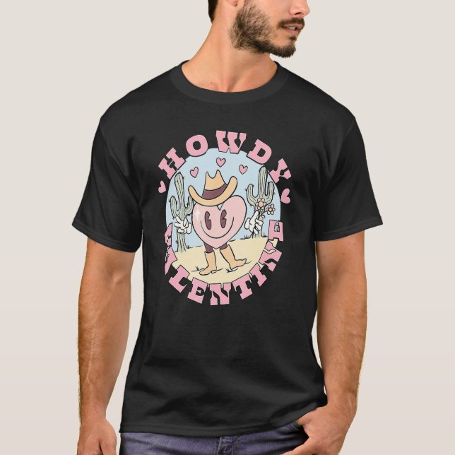 Camiseta Howdy Valentine Rodeo Western Country Southern Cow (Frente)