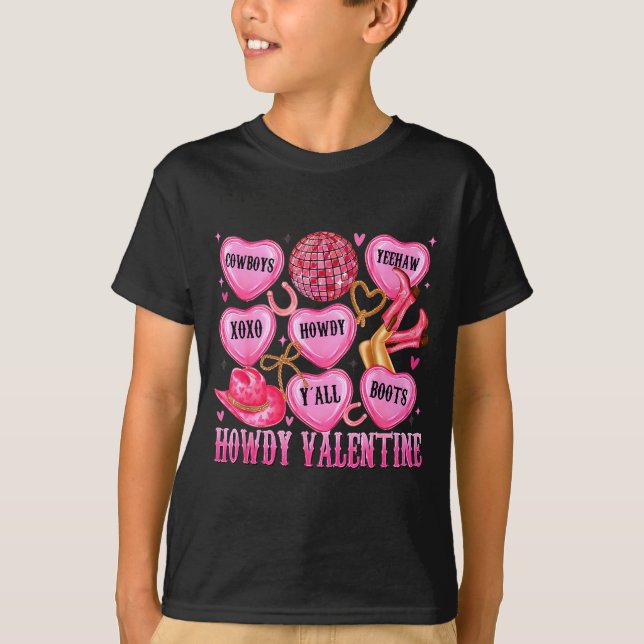 Camiseta Howdy Valentine Western Cowgirl Hearts Candy Women (Frente)