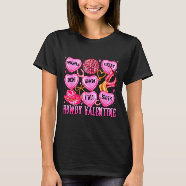 Camiseta Howdy Valentine Western Cowgirl Hearts Candy Women (Frente)