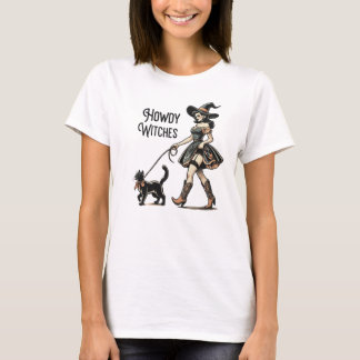 Camiseta Howdy Witts Cat Halloween Engraçado Retro