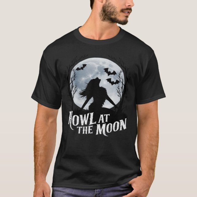 Camiseta howl at the moon halloween t-shirt (Frente)