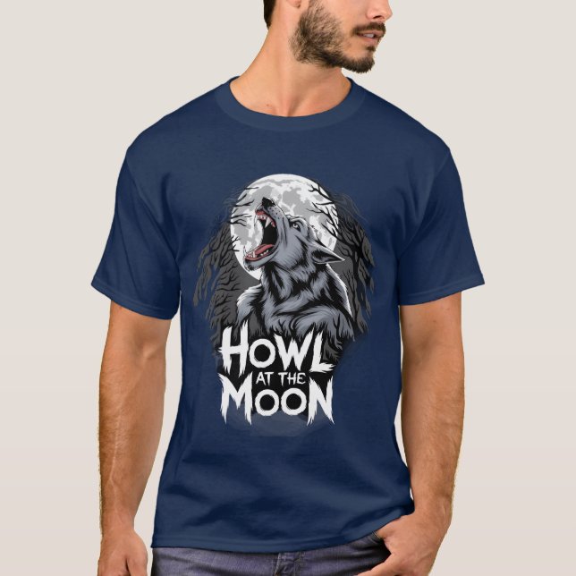 Camiseta Howl na Lua para uma família amante de Werewolf (Frente)