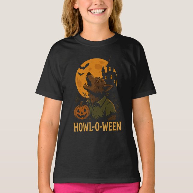 Camiseta Howl-O-Ween Halloween T-Shirt - Lobisomem Engraçad (Frente)