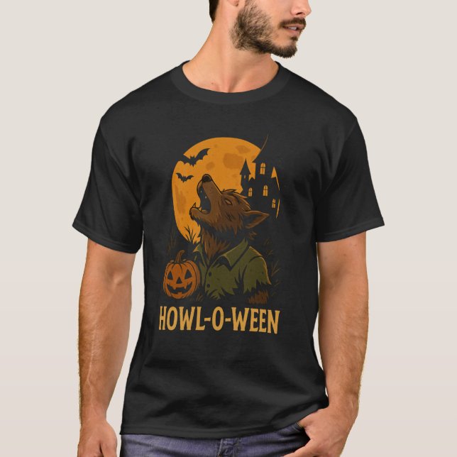 Camiseta Howl-O-Ween Halloween T-Shirt - Lobisomem Engraçad (Frente)
