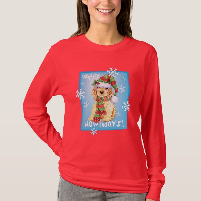 Camiseta Howliday feliz cocker spaniel (Frente)