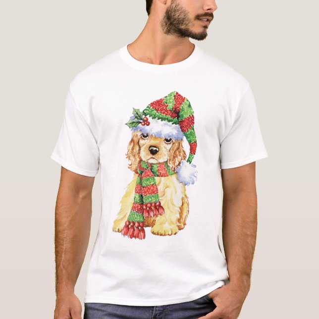 Camiseta Howliday feliz cocker spaniel (Frente)