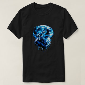 Camiseta Howling Moon Wolf Tattoo — Blue Ink Dream