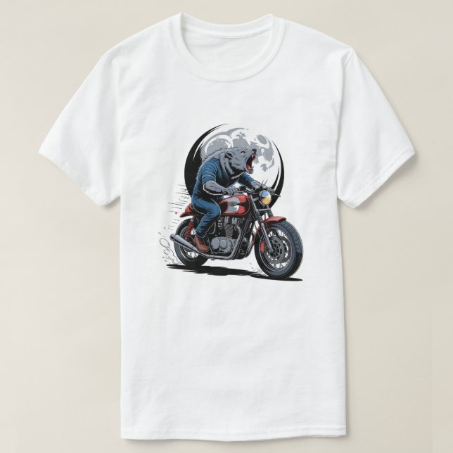 Camiseta Howling Werewolf Cafe Racer Biker Full Moon (Frente do Design)