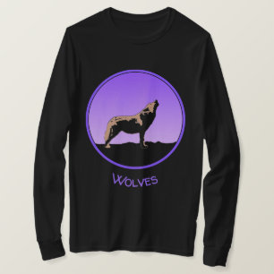 Camiseta Howling Wolf at Sunset - Arte original sobre a vid