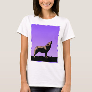 Camiseta Howling Wolf at Sunset - Arte original sobre a vid