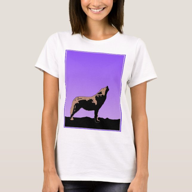 Camiseta Howling Wolf at Sunset - Arte original sobre a vid (Frente)