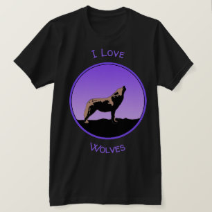 Camiseta Howling Wolf at Sunset - Arte original sobre a vid