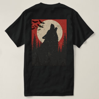 Camiseta Howling Wolf Full Moon Retro Horror Print