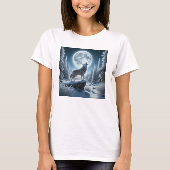 Camiseta Howling Wolf In Winter (Frente)