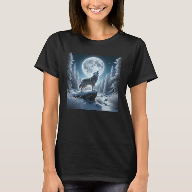 Camiseta Howling Wolf In Winter (Frente)