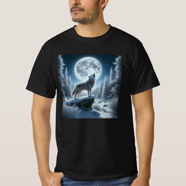 Camiseta Howling Wolf In Winter (Frente)