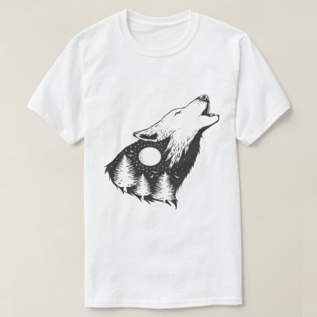 Camiseta Howling Wolf Moon (Frente do Design)