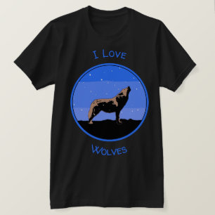 Camiseta Howling Wolf no inverno - Arte original sobre a vi