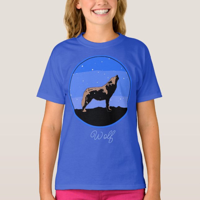 Camiseta Howling Wolf no inverno - Arte original sobre a vi (Frente)