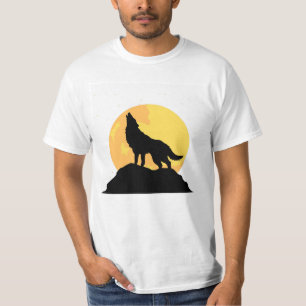Camiseta Howling Wolf Silhouette Em Lua Cheia