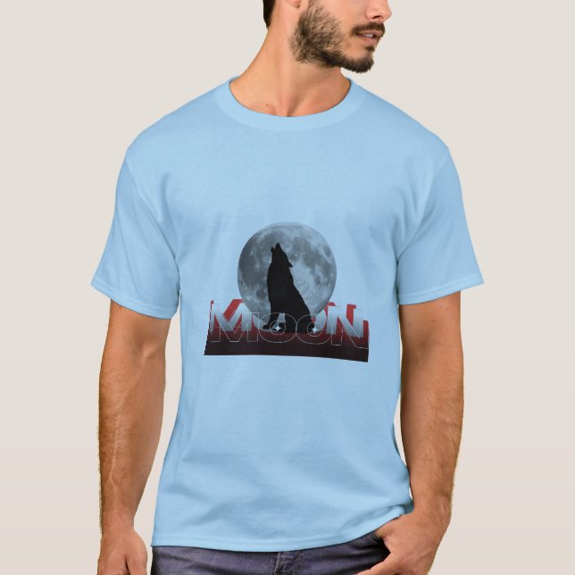 Camiseta Howling Wolf Silhouette with Full Moon Graphic T-S (Frente)