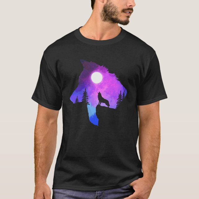 Camiseta Howling Wolf  Spirit Animal Moon Indigenous Native (Frente)