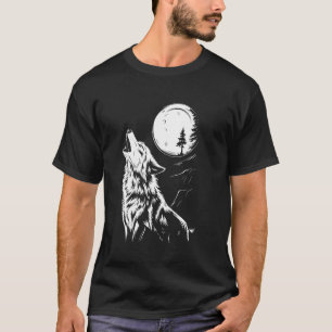 Camiseta Howling Wolf under Moon Night Willife Nature Art