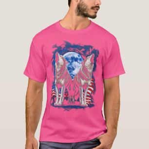 Camiseta Howling Wolves American Flag Wolf Amantes da Natur
