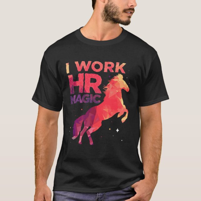 Camiseta HR Trabalho Magic Unicorn Recursos Humanos Gráfico (Frente)