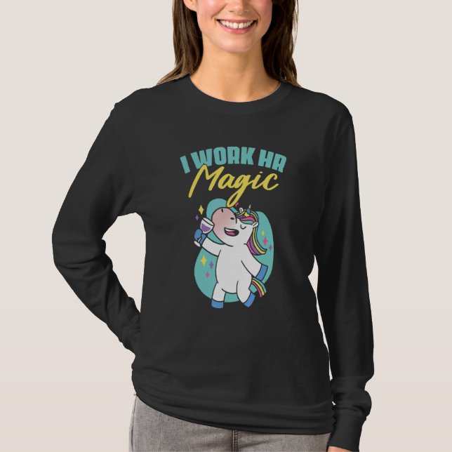 Camiseta Hr Work Magic Unicorn Human Resources Divertimento (Frente)
