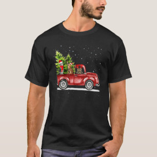 Camiseta Hristmas Cat Ride Red Truck Xmas Papai Noel