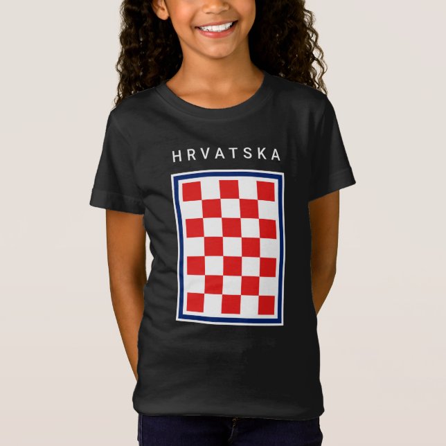 Camiseta Hrvatska Checker Blue Border (Frente)