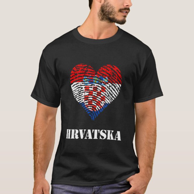 Camiseta Hrvatska Croácia Heart It's Croatian Roots Croácia (Frente)