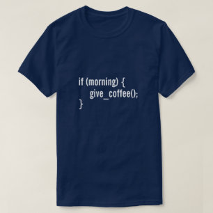 Camiseta HTML se a manhã dá a café o código engraçado do