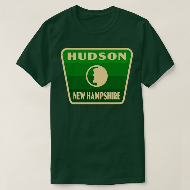 Camiseta Hudson New Hampshire Retro Crachá Green (Frente do Design)