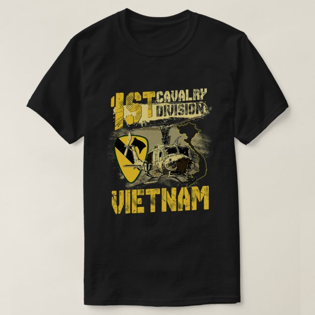 Camiseta Huey Helicopter 1rua Divisão de Cavalaria Vietnam  (Frente do Design)