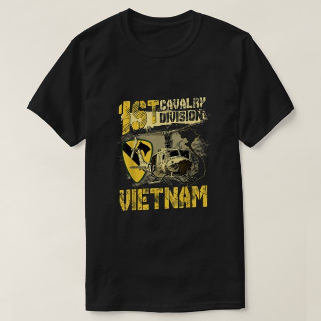 Camiseta Huey Helicopter 1rua Divisão de Cavalaria Vietnam  (Frente do Design)