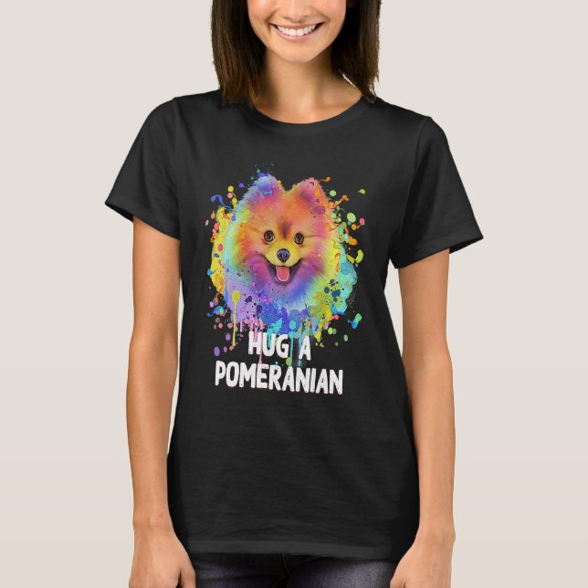 Camiseta Hug a Pomeranian Dog  Sayings Pets Quotes Pom Pom (Frente)