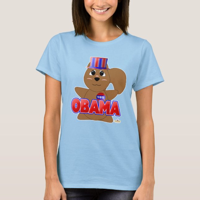 Camiseta Huggable Voting Brown Squirrel Red Obama (Frente)