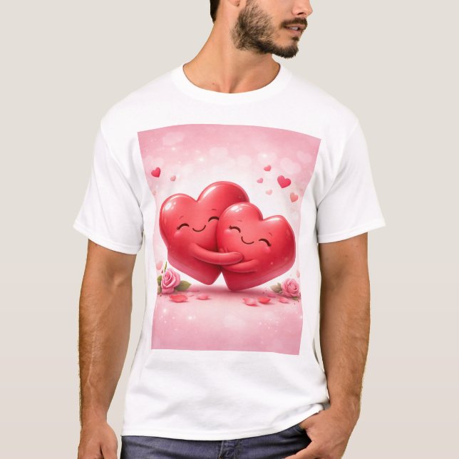 Camiseta Hugging Hearts T-Shirt | Romantic Love Shirt with  (Frente)