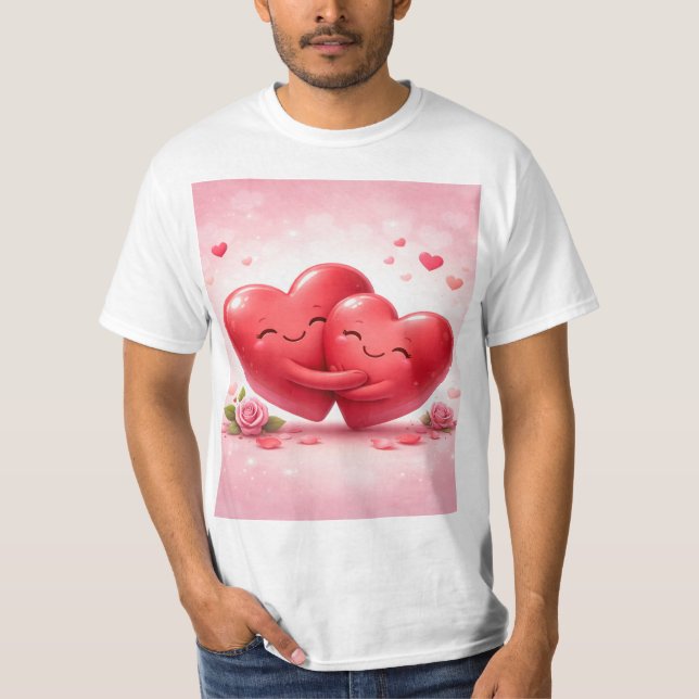 Camiseta Hugging Hearts T-Shirt | Romantic Love Shirt with  (Frente)