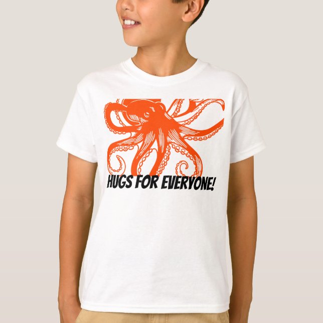 Camiseta Hugging orange Octopus Kids T-Shirt  (Frente)