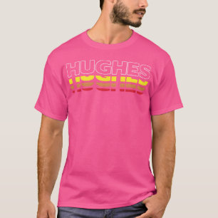 Camiseta Hughes Primeiro Nome Divertido Vintage Pôr do Sol