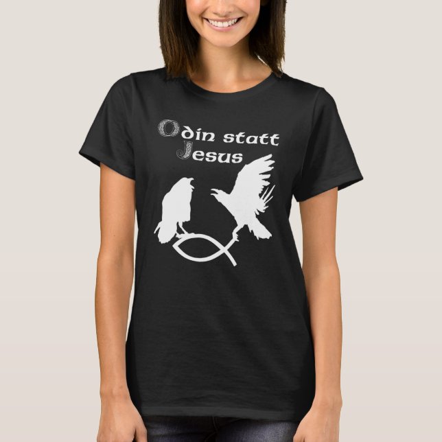 Camiseta Hugin and Munin catch Christian fish - Odin instea (Frente)