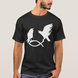 Camiseta Hugin & Munin Caçam Peixes Cristãos Odin Thor Viki