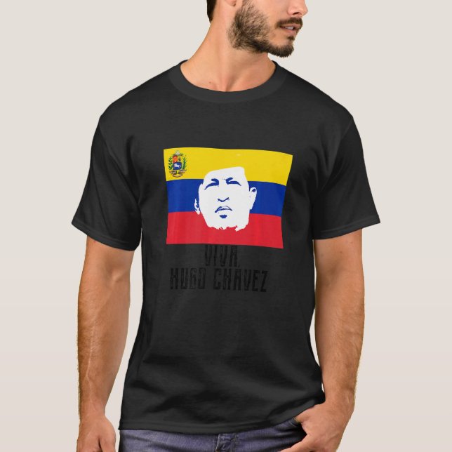 Camiseta Hugo Chávez, Ao Vivo, Enfrenta-Se Na Bandeira (Frente)