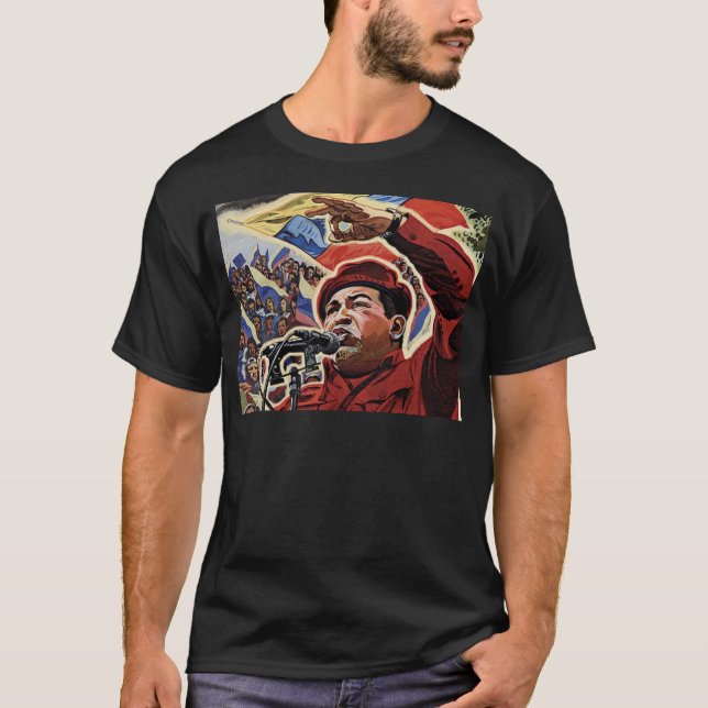 Camiseta Hugo Chavez - Estilo da Revolução dos Cartões (Frente)