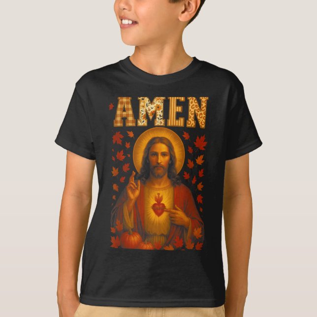 Camiseta Hugvyn Amen Fall Jesus Christian Bible Verses Than (Frente)